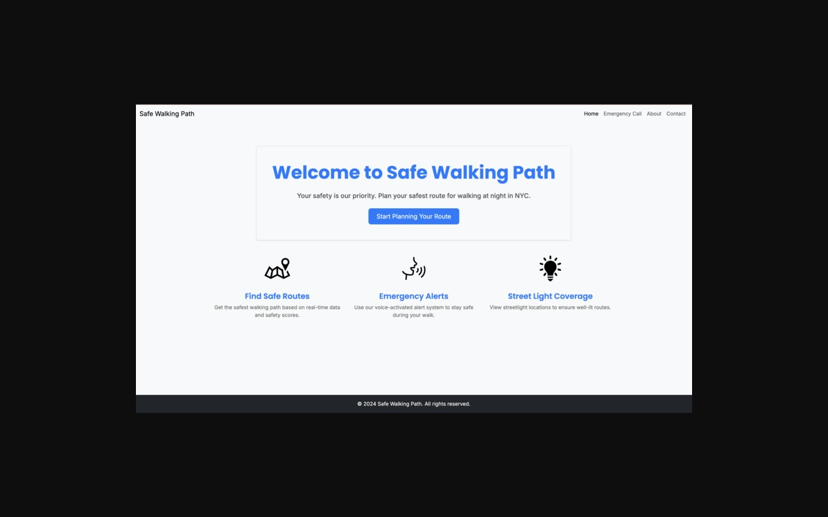 Screenshot of safe walking path