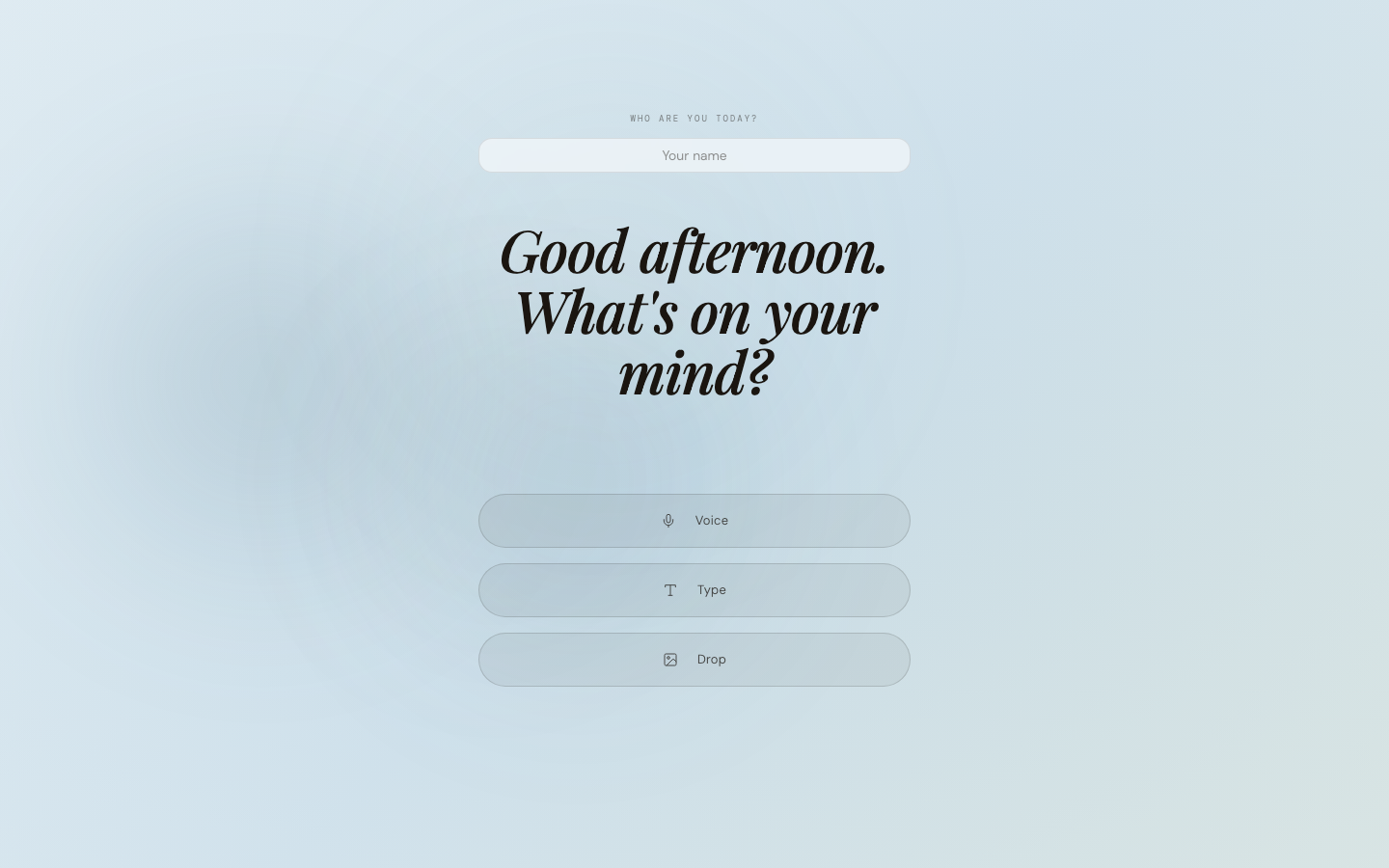 Screenshot of voice-first ai journal